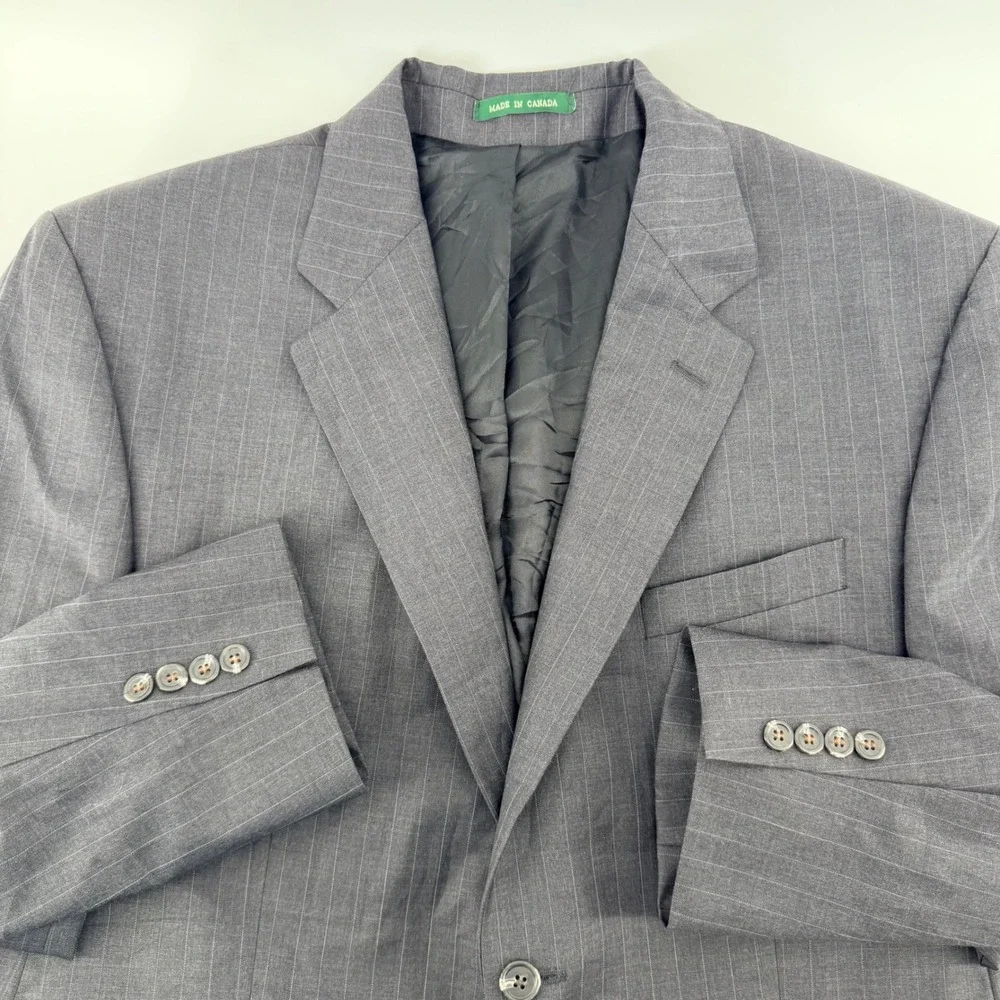 Lauren Ralph Lauren Grey Pinstripe Wool Blazer Sport Coat 44R Mens Jacket